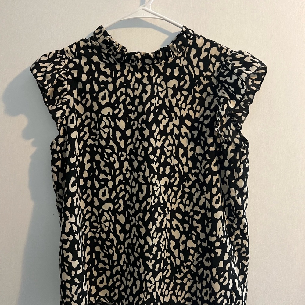 Women's Black and Cream Leopard Print Blouse